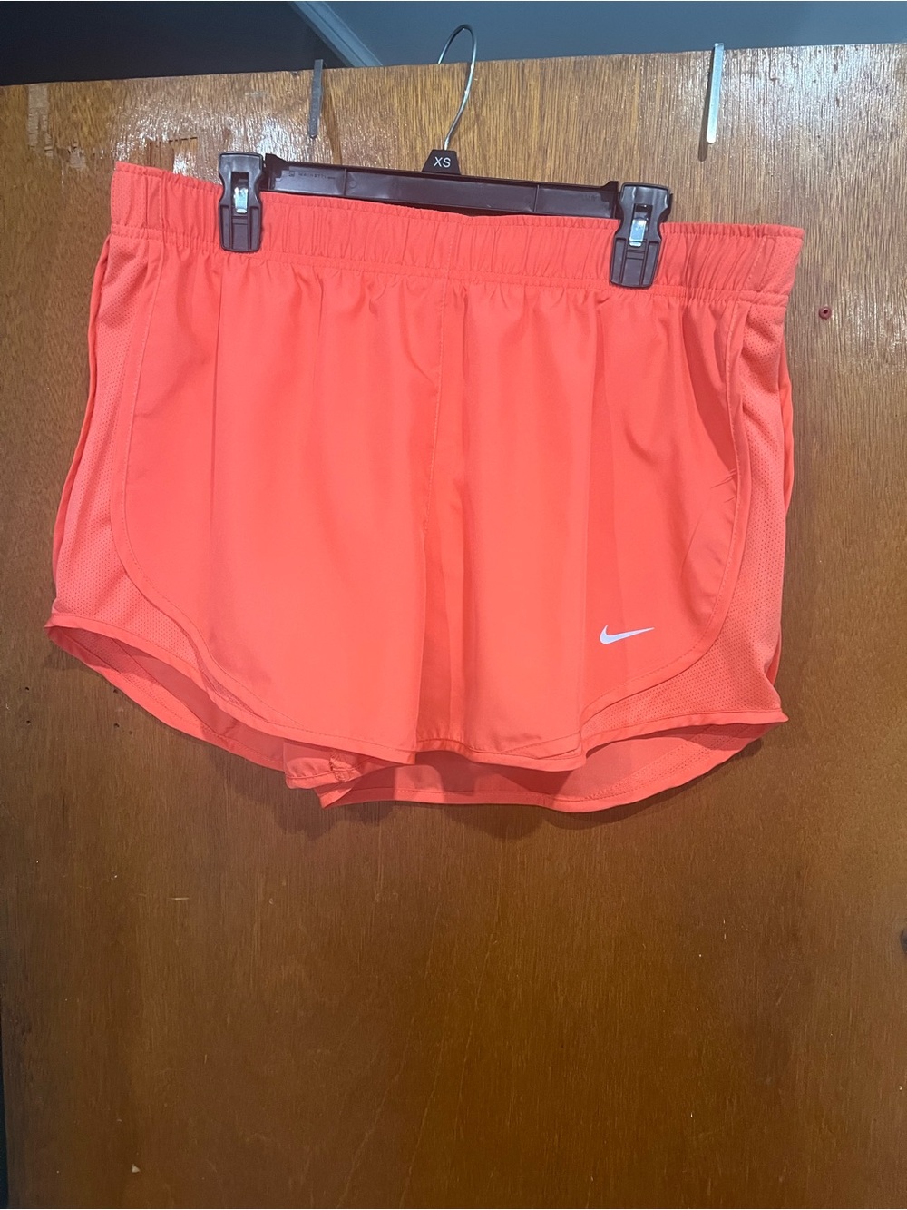 Nike Women's Coral Athletic Shorts with White Swoosh